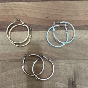 Chic Gold, Rose Gold and Silver Hoop Earrings